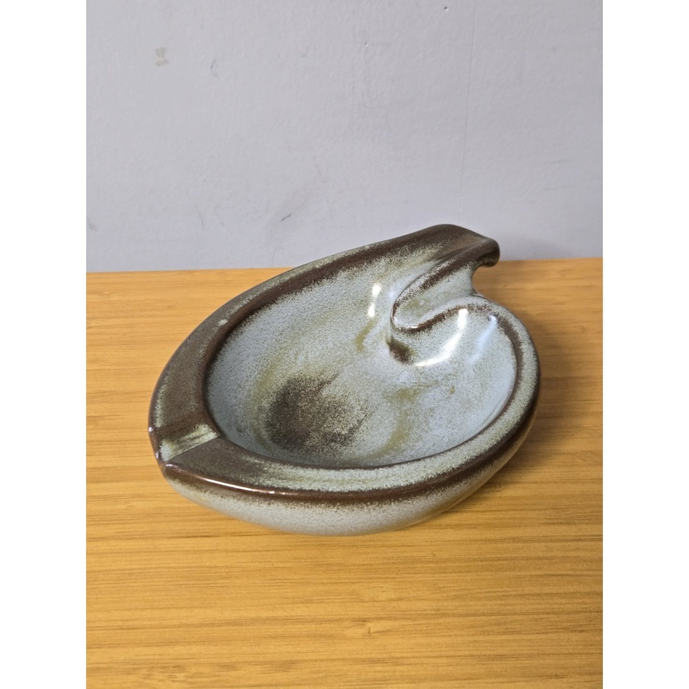Vintage MCM Ceramic Ashtray. Biomorphic Shape With A Drip Glaze Finish. GVC!